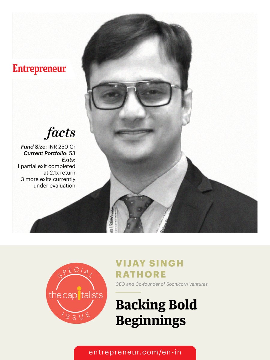 EntrepreneurIND's tweet image. #StartupEcosystem

Soonicorn Ventures Backs Purpose-Led Deep Tech and SaaS Startups

Vijay Singh Rathore, CEO of Soonicorn Ventures, believes converging digital infrastructure and rising aspirations are fueling a defining phase for Indian startups.

The firm employs a…