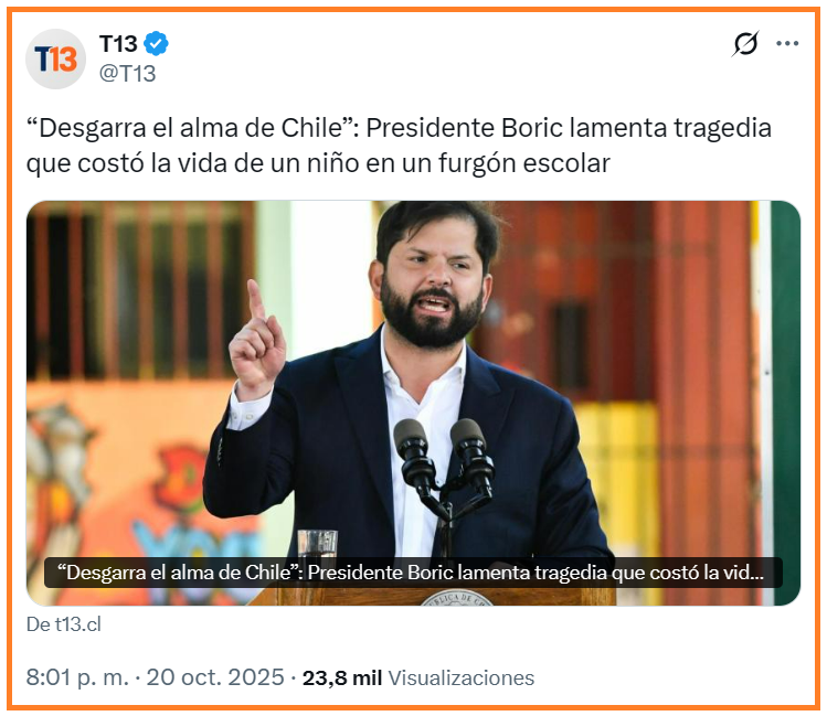 Como diría el gran Coco Legrand:
"Este huevón vive desgarrado y lamentando tragedias, muertes y asaltos...
¿Sabrá que es él el Presidente de Chile?".