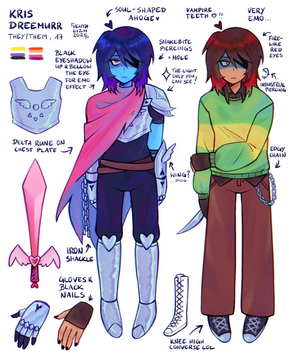 VENTALIZM's tweet image. finally made myself a kris reference #deltarune