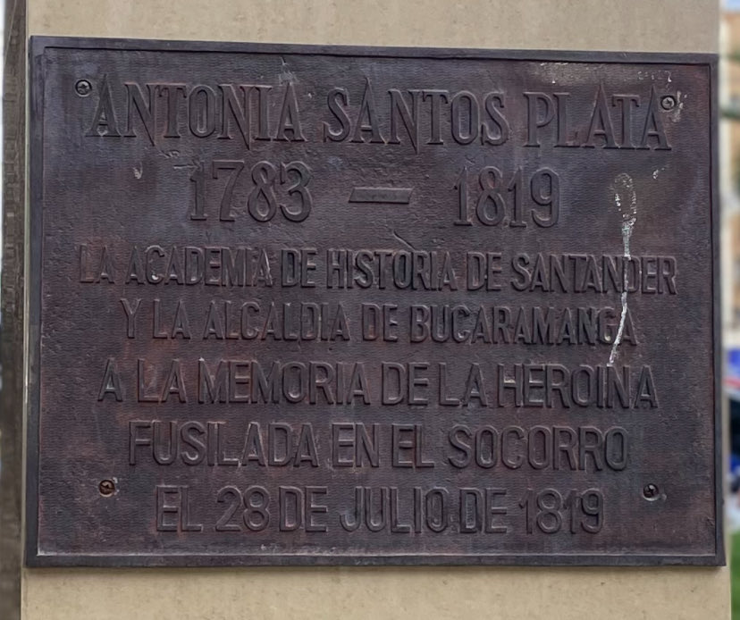 Busto de Antonia Santos en el parque que lleva su nombre.

Bucaramanga, Santander.