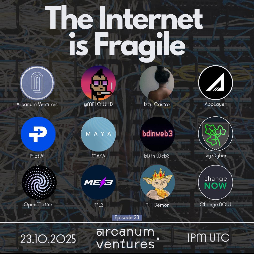 ArcanumVentures's tweet image. New BOOM ROOM space happening this Thursday!
This week, half the internet went down because AWS had a bad day.
Why are our digital lives hanging by a thread controlled by a handful of cloud giants?
What happens when the servers stop serving?
On the next episode of the BOOM…
