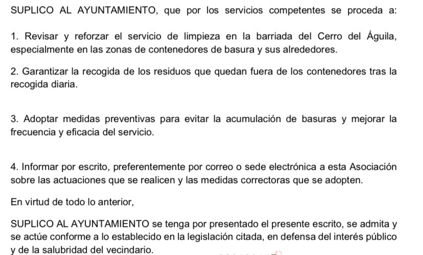 Hemos solicitado al <a href="/Ayto_Sevilla/">Ayuntamiento de Sevilla</a> y a <a href="/LipasamSevilla/">Lipasam</a> que actúen ya en el <a href="/DtoCerroAmate/">Distrito Cerro-Amate (Sevilla)</a>. Las condiciones de limpieza son inaceptables y nuestro barrio no puede seguir así <a href="/pepelugomoreno/">José Lugo Moreno</a> <a href="/jlsanzalcalde/">José Luis Sanz</a> ¡Vamos a luchar por un barrio limpio y digno! 💪🧹