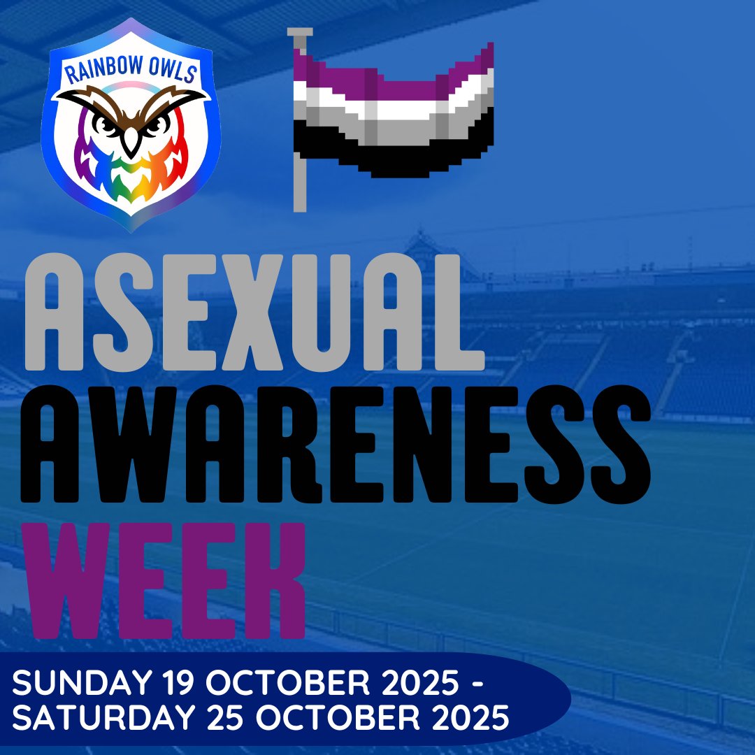 LGBT_Owls's tweet photo. This week marks #AsexualAwarenessWeek, which is also known as #AceWeek 🖤🩶🤍💜
We're proud that 2% of our 216 members identify as asexual and they continue to form an important part of our diverse #swfc community. 🎉🍰
To become a Rainbow Owls member ➡️ https://t.co/lY5X0nvGCd https://t.co/RRe0B6Ope3