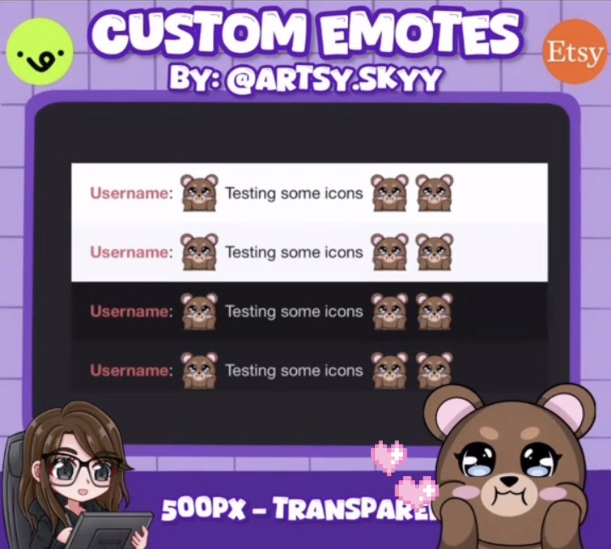 ArtsySkyyy's tweet photo. 🐻 ✨Custom Twitch/Discord Emote(s) are available on Vgen &amp; Etsy. Link in my bio! ✨ #customchibi #twitch #twitchemotes #twitchemoteartist #commissionsopen #artcommissions #discord #discordserver #discord #ArtistOnX https://t.co/sAYSlXP743