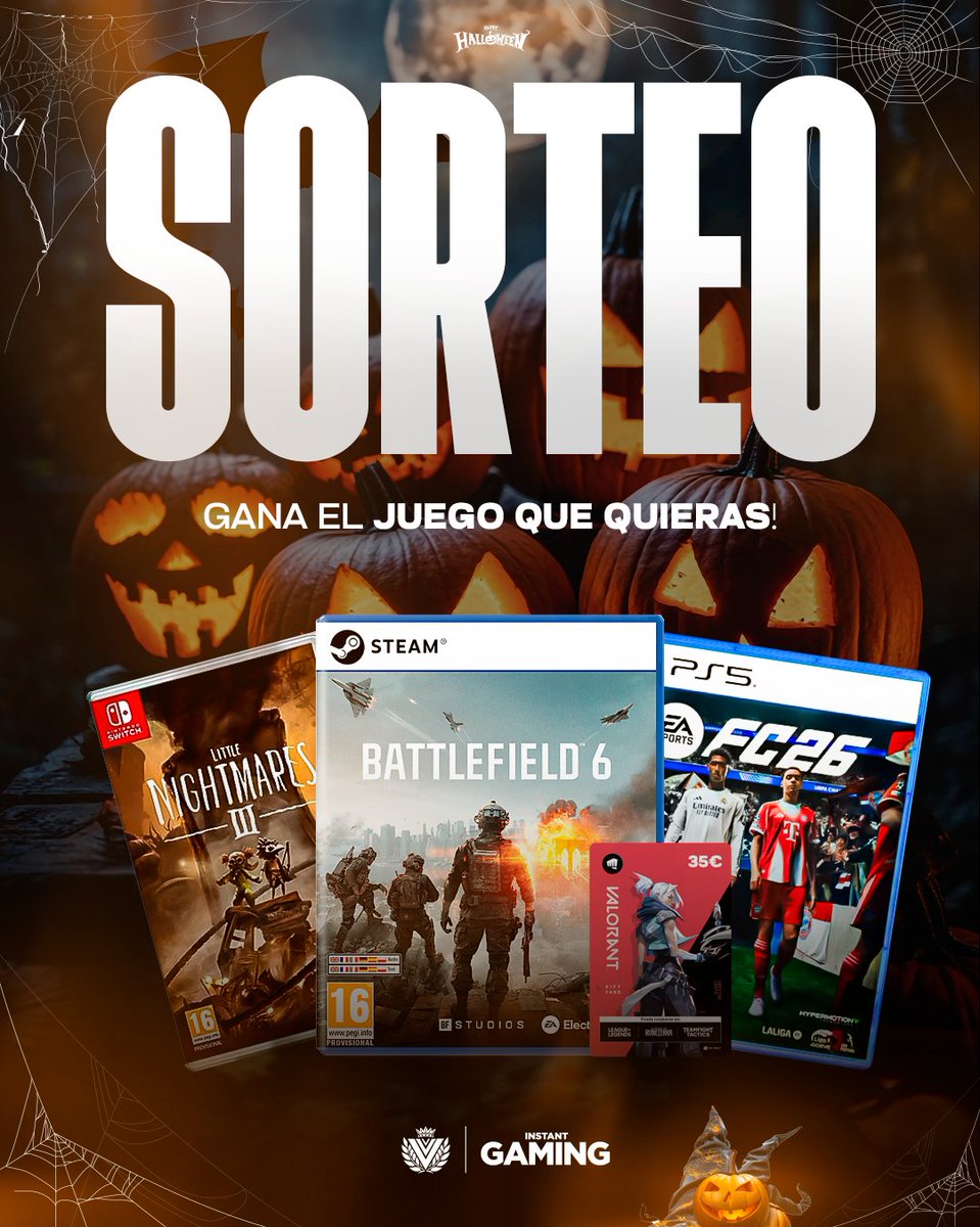 VVV_ESP's tweet image. ¡SORTEO DE HALLOWEEN con @InstantGamingES! 🎃
Gana el juego que quieras, Little Nightmares III, Battlefield 6, EA FC26, Pokémon: Z-A...
👉instant-gaming.com/es/giveaway/vvv