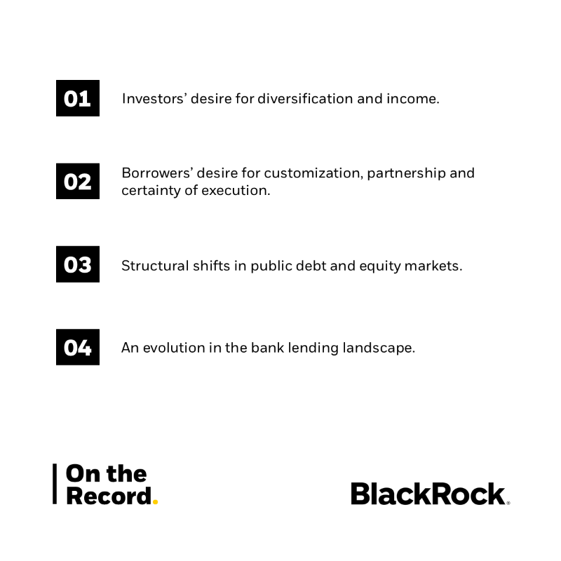 BlackRock's tweet photo. The scale of the private credit opportunity is accelerating, driven by multiple factors reshaping the market. Explore the full paper: