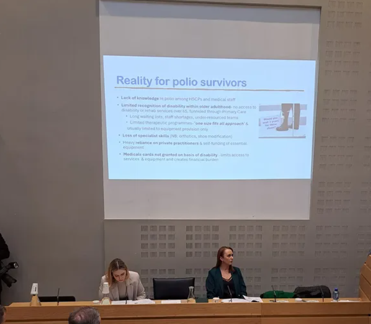 A big thank you to <a href="/ErinMcGreehan/">Erin McGreehan TD</a>  for her work alongside <a href="/PolioIreland/">Polio Survivors IRL</a> who highlighted some important issues today surrounding polio and disability in Ireland as we approach #worldpolioday this Friday. In Ireland there are approximately 7,000 survivors of polio.