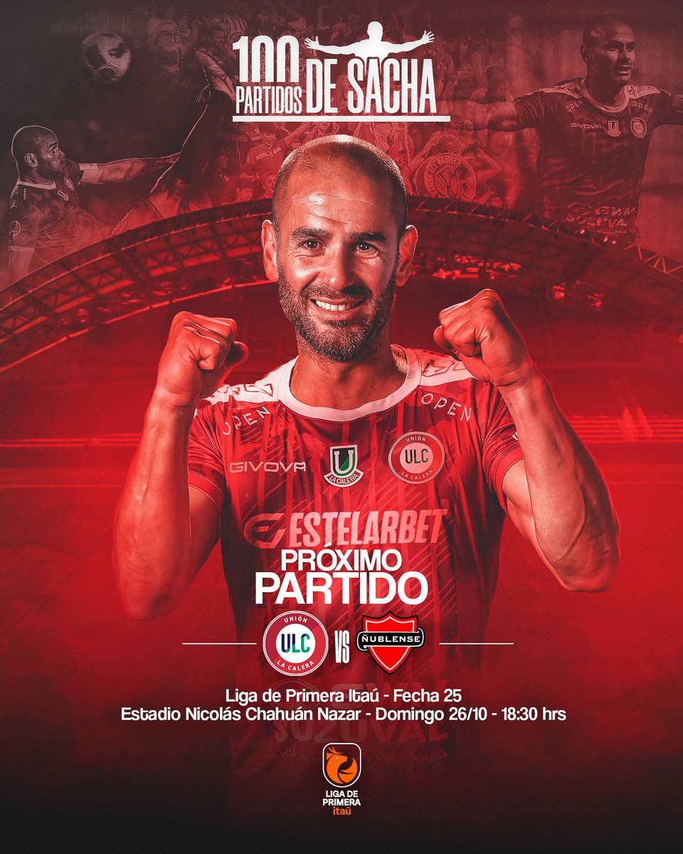 ¡ 𝗖𝗲𝗹𝗲𝗯𝗿𝗲𝗺𝗼𝘀 𝘁𝗼𝗱𝗼𝘀 𝗮𝗹 ‘𝗦𝗮𝗰𝗵𝗮’ ! ❤️⚽️

Este domingo, volvemos a casa y lo haremos con un toque especial: Los 100 partidos de Sebastián Sáez con la camiseta de Unión La Calera 👏

🎟️👀 ¡ Entradas disponibles muy pronto !

⚪️🔴