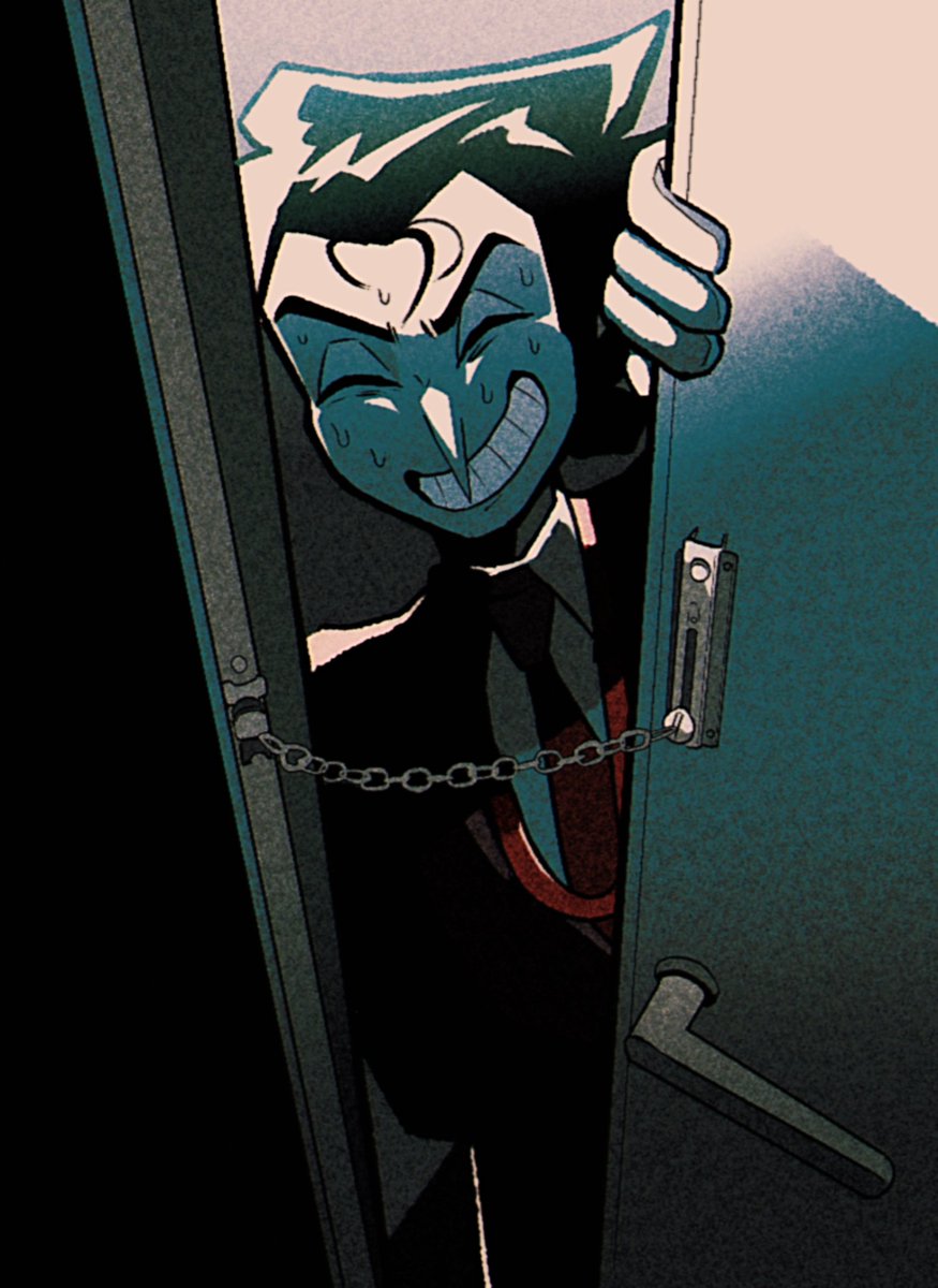 shio_tou's tweet image. 開いたドアの隙間に足を入れてくる