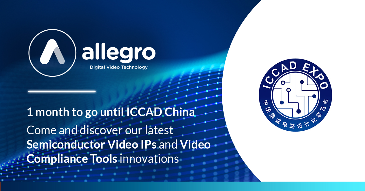 AllegroDVT's tweet image. ICCAD China 2025 - 1 Month to Go! 🇨🇳🌐

Come and visit us in Chengdu at Booth A03-10 to discover our latest innovations in Video Analysis and AI-driven Pixel Processing, and learn how our technologies can empower your next-generation solutions.