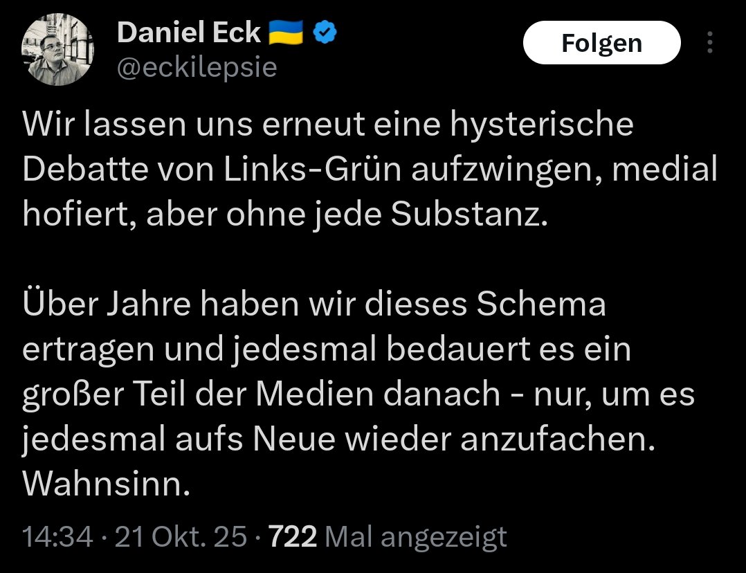 Immer dasselbe Muster: Merz haut einen undifferenzierten, polarisierenden Take raus – die öffentliche Reaktion folgt. Parteisoldaten: „Links-Grün ist schuld“. Klassische Täter-Opfer-Umkehr.