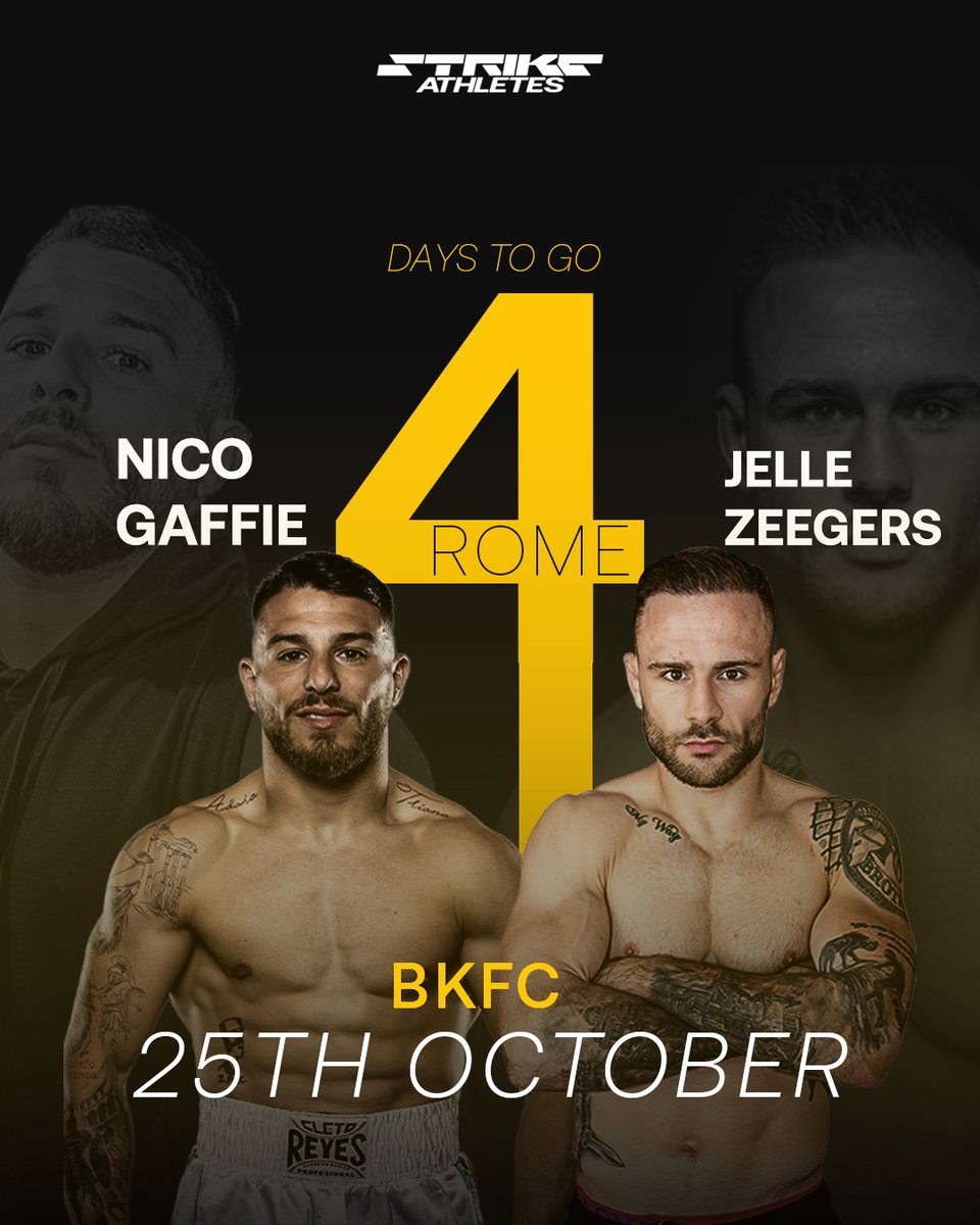 StrikeAthletes's tweet photo. Nico Gaffie VS Jelle Zeegers!

This Saturday in Rome, tune in and watch! https://t.co/UBtGPf10K5