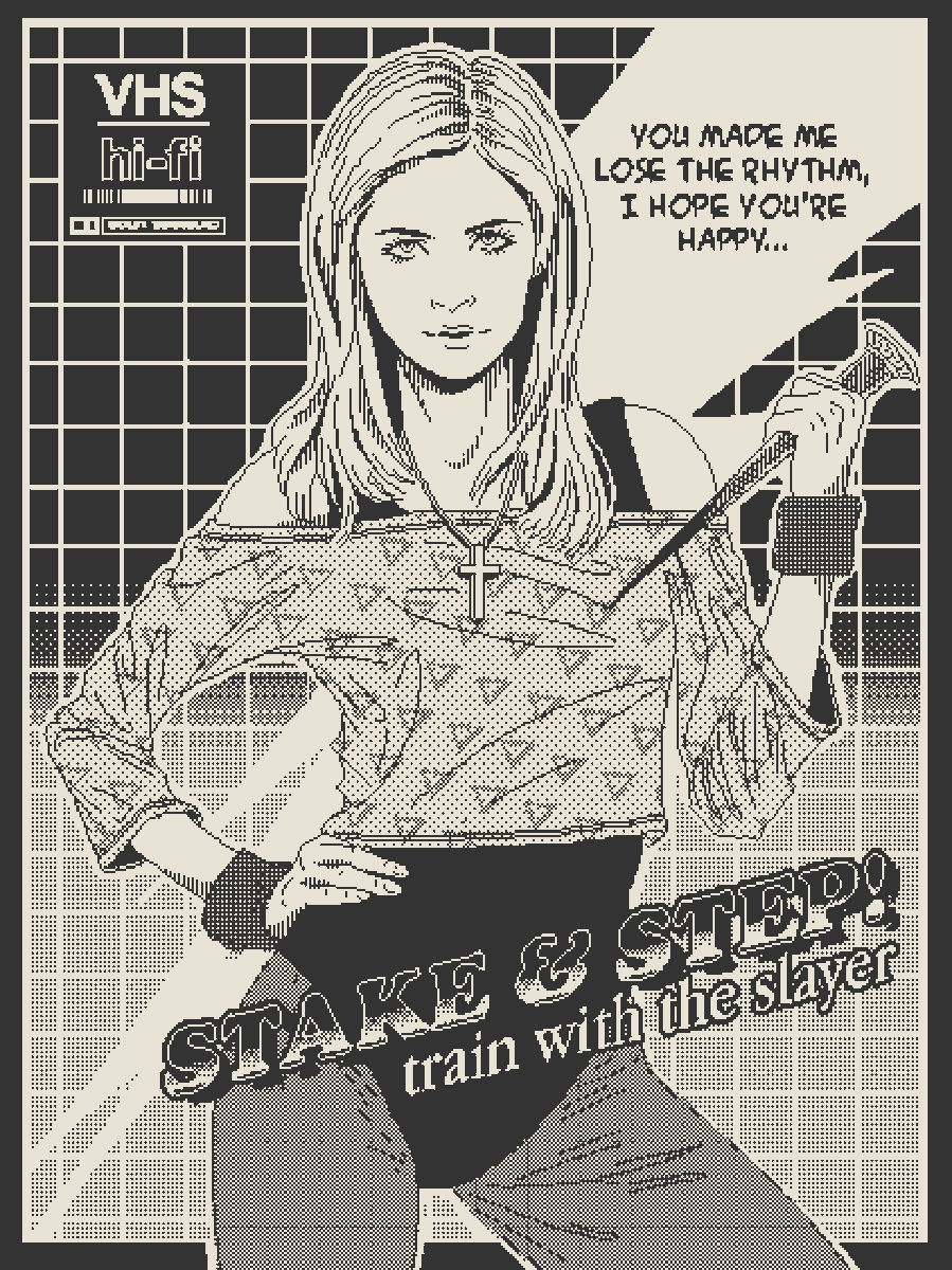 Fausto_Giurescu's tweet photo. STAKE &amp; STEP
👺

#buffythevampireslayer 
#pixelart #1bit #ドット絵 https://t.co/kZJEPUo3ZU