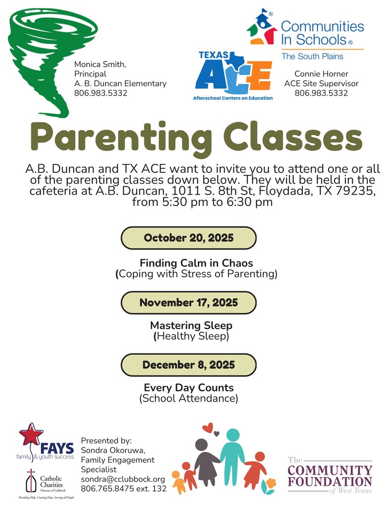 Duncan ACE classes for parents!