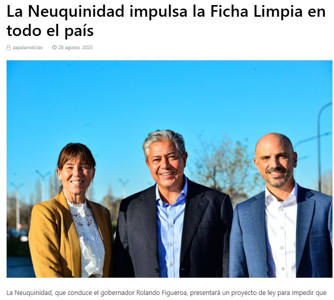 gastonmarraOK's tweet photo. Invité a varios candidatos a senadores nacionales a comprometer su apoyo a la iniciativa ciudadana @fichalimpia. 
En Neuquén, al instante respondieron @pepeousset y @julietacorroza del espacio del gobernador @Rolo_Figueroa (ya logró la ley provincial). 
Mi agradecimiento a ellos. https://t.co/4BTvVl4a3d