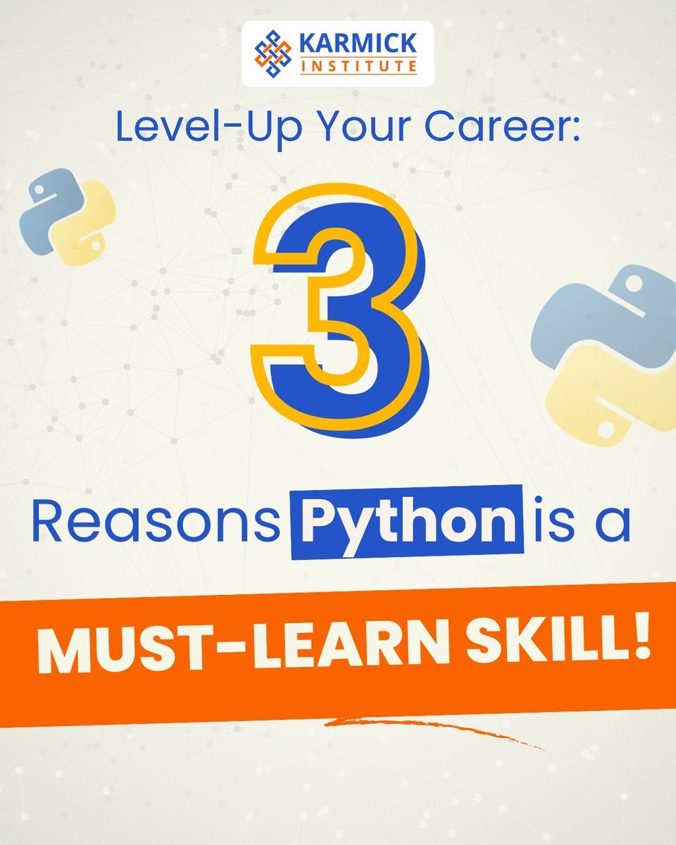 KarmickInst's tweet image. Thinking about your next career move? Python isn't just trending; it's essential to boost your career and paycheque. Learn the top 3 reasons why!
Acquire in-demand Python skills today! bit.ly/42RhMfj
#Python #PythonProgramming #LearnPython #CareerGrowth #TechCareer