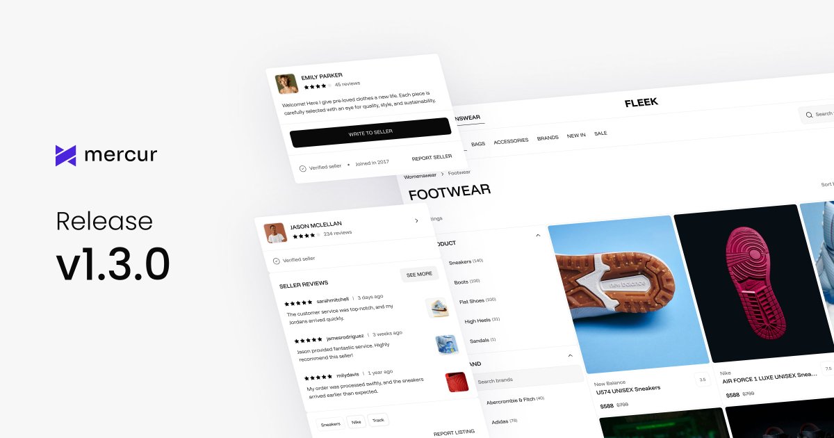 Mercurjs's tweet image. Crucial updates in Mercur v1.3.0 - New architecture, enhanced CLI tooling &amp;amp; fixes!

Version 1.3.0 introduces a fundamental architectural shift to a plugin-based system, transforming how Mercur is installed and maintained.

Check out the update →  mercurjs.com/updates/mercur…