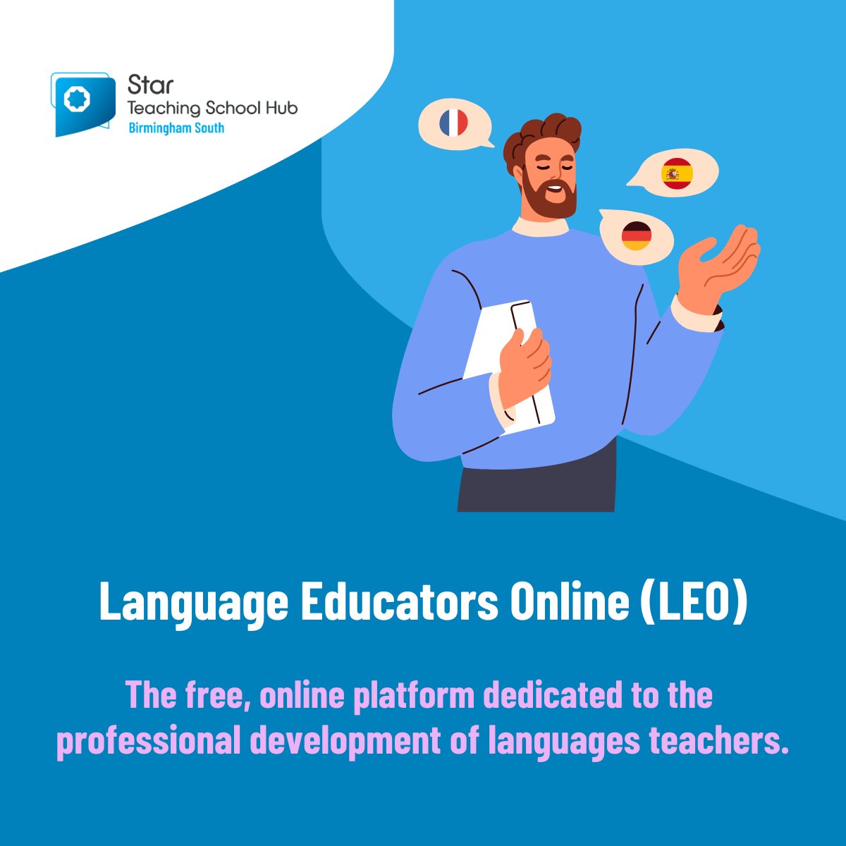 StarTSH_BhamSth's tweet image. Whether you’re just starting out or have years of classroom experience, Language Educators Online (LEO) is your space to reflect and grow as a languages teacher. Find out more about what's on offer shorturl.at/6FWYF