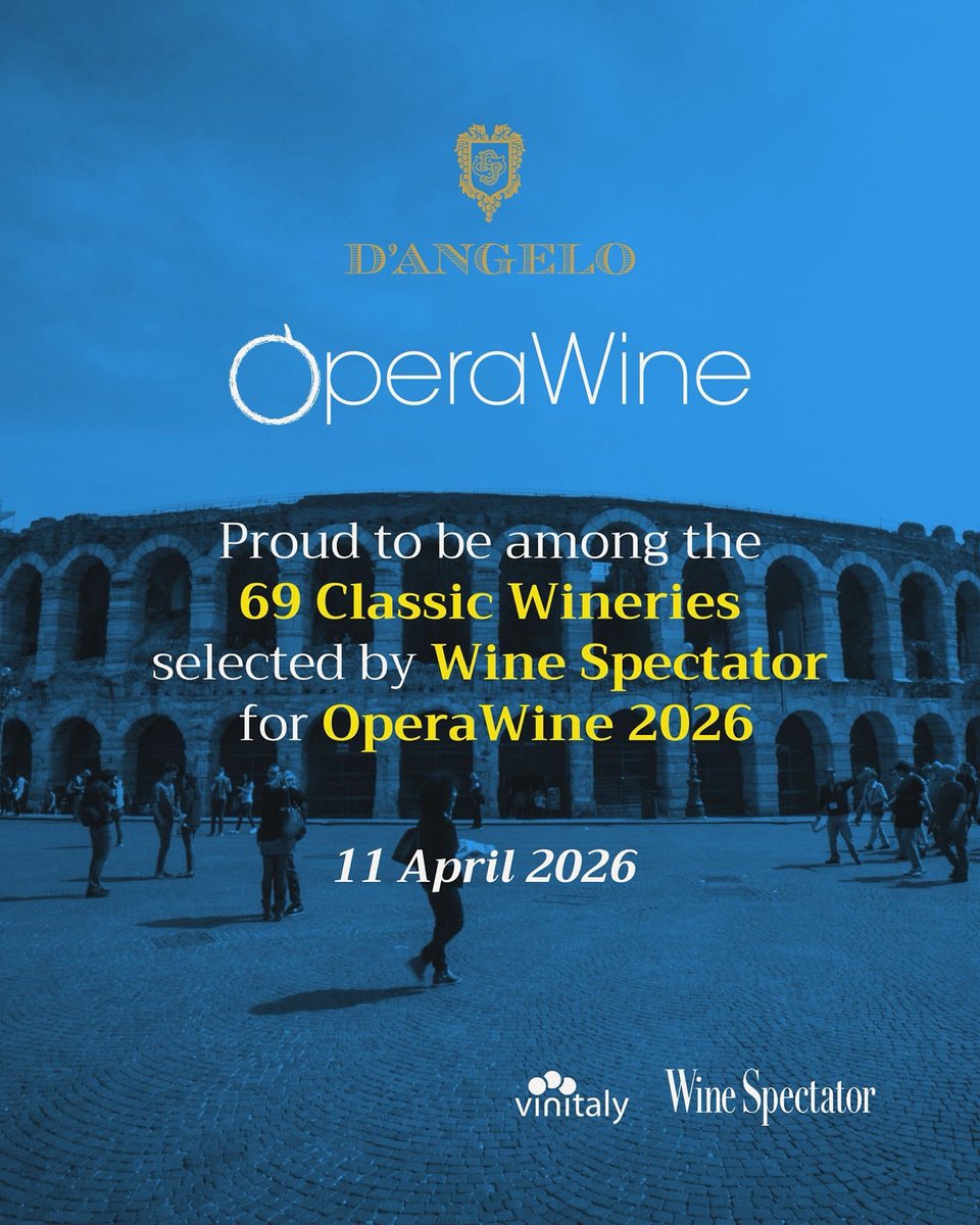 dangelowine's tweet photo. Un traguardo che ci riempie d’orgoglio! Siamo tra le 69 migliori cantine classiche selezionate da Wine Spectator per OperaWine 2026! Ci vediamo a Verona l’11 Aprile!🍷
#aglianicodelvulture #winespectator #dangelowine #aglianico #operawine #bestproducers #basilicatawine https://t.co/haXWZZ1fB7