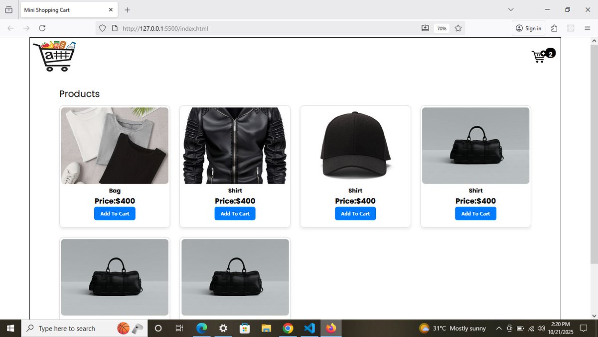 cdo9mus's tweet image. #day64 of #100DaysOfCode made a simple homepage design for my min cart using html and css next #javascript