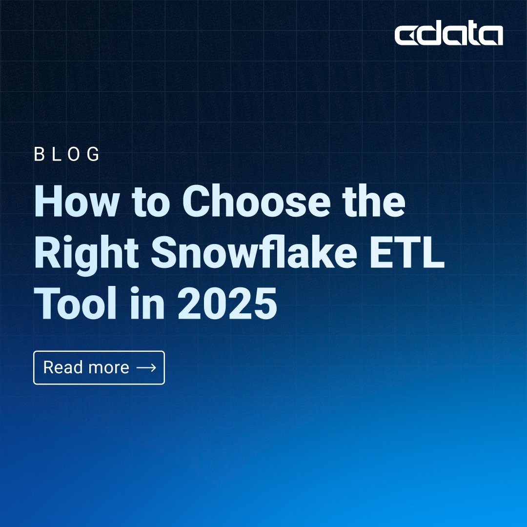 cdatasoftware's tweet image. Snowflake offers powerful native tools—but when it comes to connector breadth, orchestration, and hybrid support, third-party ETL platforms still play a critical role.
❄️ Our fresh 2025 breakdown shows how to find the right fit: bit.ly/3WzAaG1
#CData #Snowflake #ETL