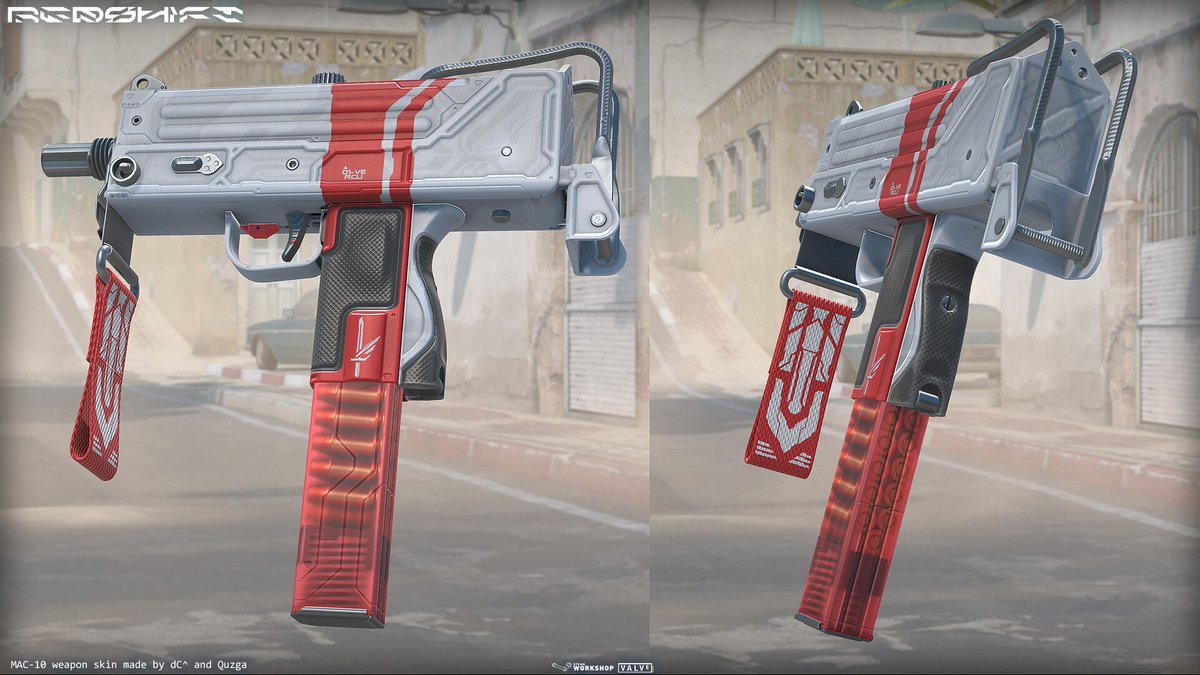Quzga_'s tweet image. MAC-10 Redshift, a sleek sci-fi skin all about velocity.

Inspired by things such as Cyberpunk, mechs, akira, wipeout, star wars etc.  

For @CounterStrike with @dccdsw