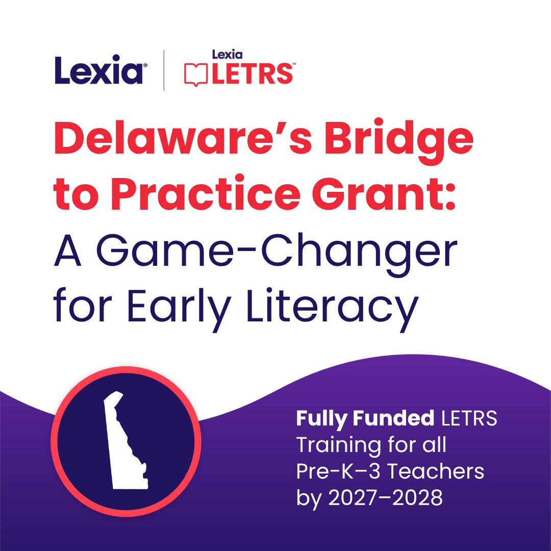 LexiaLearning's tweet image. Delaware’s Bridge to Practice grant is here! All Pre-K–3 teachers can complete Lexia LETRS Professional Learning. EdWeek identifies LETRS as a leading professional development program at the center of state efforts to drive large-scale literacy reform.
🔗 bit.ly/4olHZL9