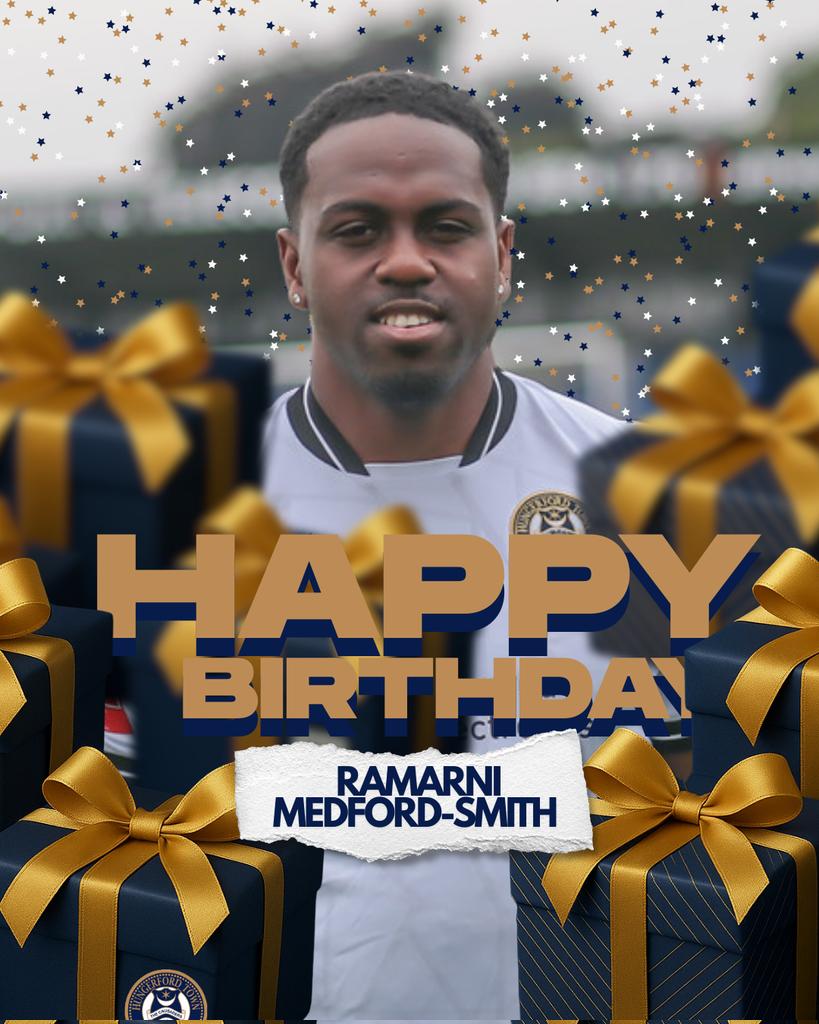 HTFCMedia's tweet image. Happy Birthday, @Ramarnimedford3
From all of us at Hungerford Town, we’re sending our best wishes to one of our standout defenders. He has had a tremendous start to the season and continues to be one of the first names on the team sheet.

Have a fantastic day, Marns! 💪⚽