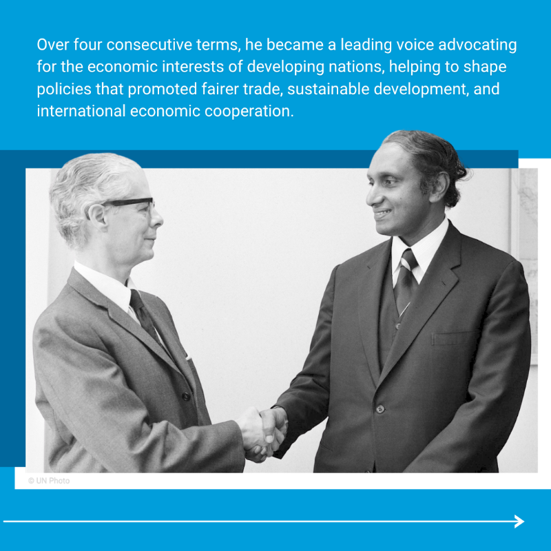 UNSriLanka's tweet photo. For decades, Sri Lanka has been represented in the leadership of the @UN.
One of the early figures to make an impact was Dr. Gamani Corea who championed the interests of developing nations, shaped fairer trade policies & advanced sustainable development.
#OurUN #අපේUN #எங்கள்UN