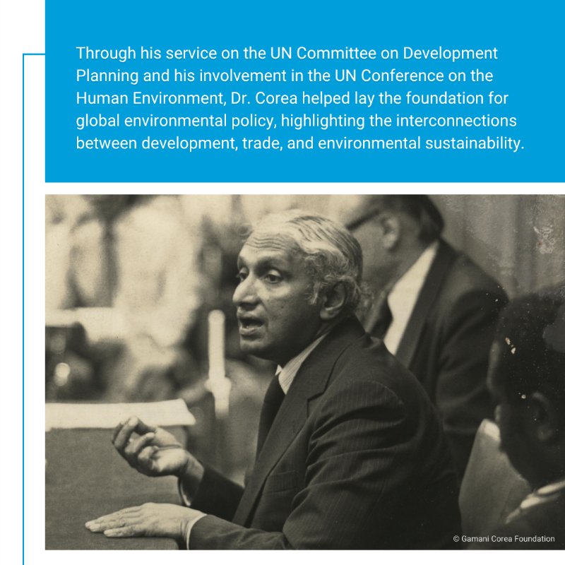 UNSriLanka's tweet photo. For decades, Sri Lanka has been represented in the leadership of the @UN.
One of the early figures to make an impact was Dr. Gamani Corea who championed the interests of developing nations, shaped fairer trade policies & advanced sustainable development.
#OurUN #අපේUN #எங்கள்UN