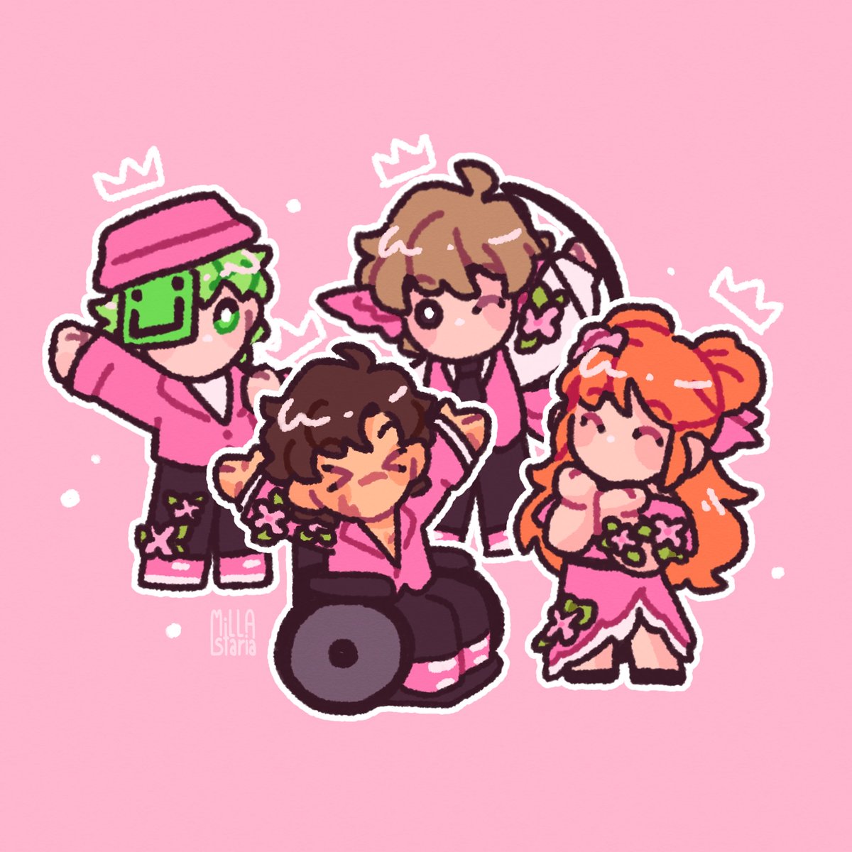 MillaStaria's tweet image. today&apos;s mini fellas are the pink parrots! 🌸🦜✨

#mcchampionship #pinkparrots #grianfanart #geminitayfanart #gtwscarfanart #fruitberriesfanart #minifellas #art