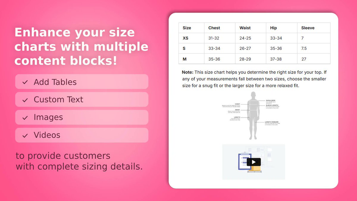 ilmtech's tweet image. ILM Size Chart for Shopify now supports Multiple Tables, Images, Custom Text &amp;amp; Videos! 📷

Create visually rich, informative size guides that boost customer confidence and reduce returns.

Try it now! 📷 apps.shopify.com/ilm-size-chart

#Shopify #eCommerce #SizeChart #OnlineStore