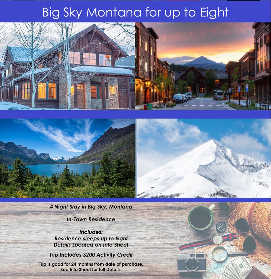 TylersHope's tweet image. 🏔️ Auction Sneak Peek 🏔️
Bid on a 4-night Big Sky, Montana stay for 8 — cozy in-town residence + $200 activity credit.

Available exclusively Friday night at Hope Weekend!

#HopeWeekend #TylersHope #AuctionSneakPeek #BigSkyMontana #20YearsOfHope