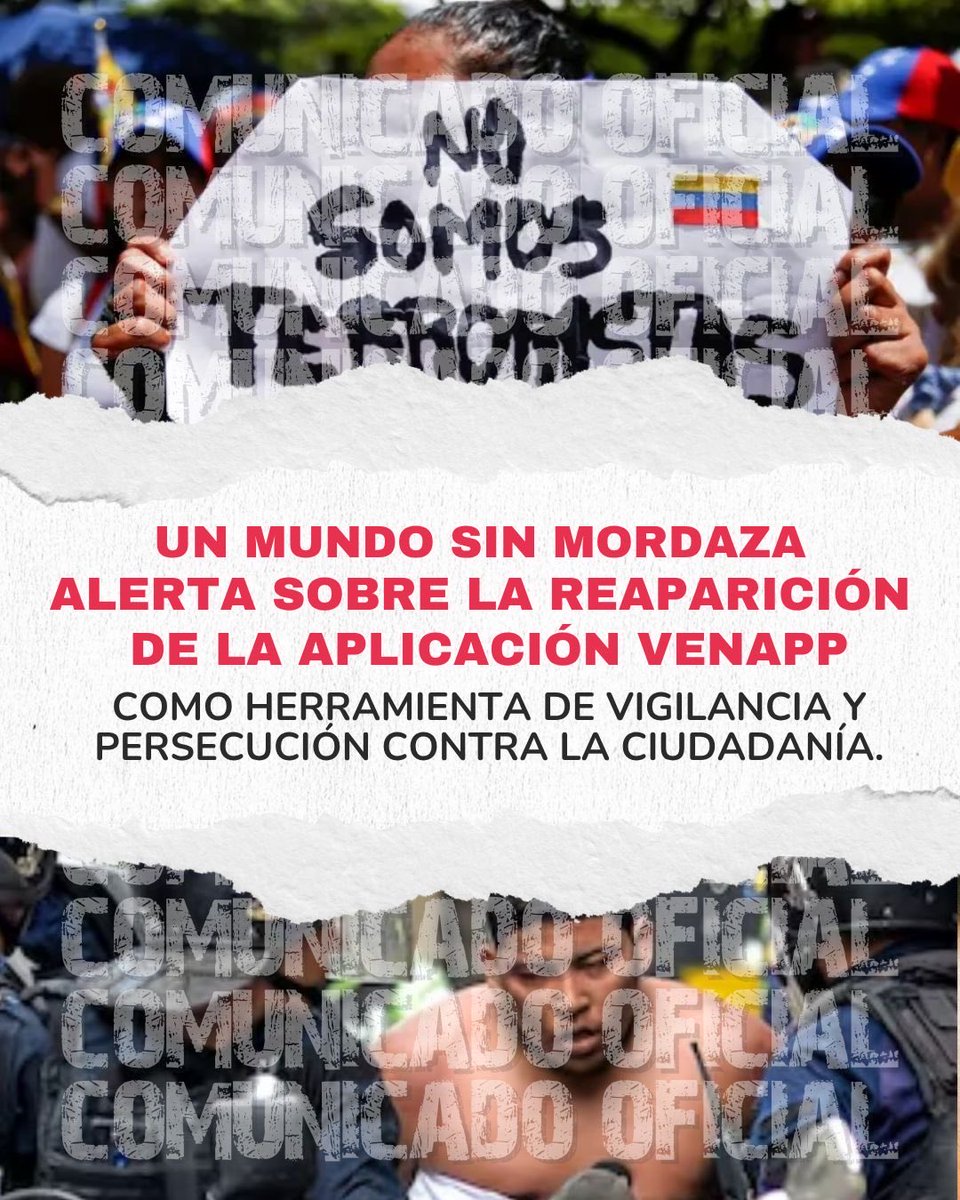 UMSM expresa su profunda preocupación ante el reciente anuncio de Nicolás Maduro, quien ordenó el desarrollo de una nueva función dentro de la plataforma digital estatal VenApp para que las comunidades “reporten las 24 horas del día todo lo que vean o escuchen que amenace la paz”