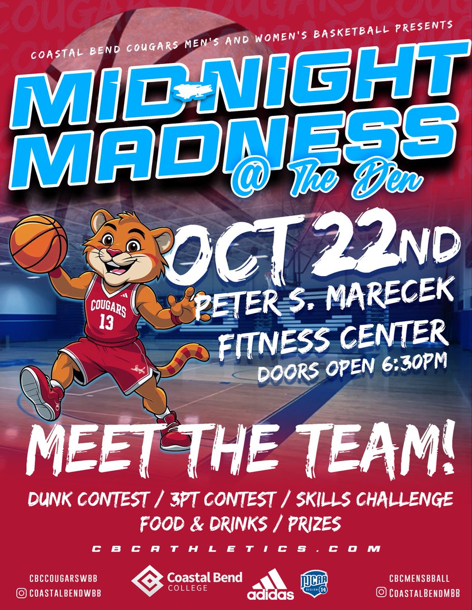 CoastalBendMBB's tweet photo. One more day until the 4th annual Mid-Midnight Madness event in The Den!! https://t.co/vZ9QRzhnzR