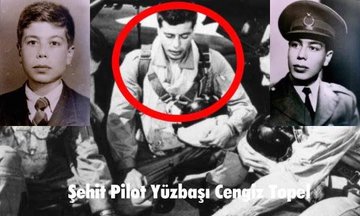 First image displays a red embroidered patch with Turkish text C T M T O above a crescent moon and star enclosing a gray wolf silhouette over a green map outline of Cyprus with wings on both sides and crossed swords below dated 1958. Second image collage shows black and white photos of young children and men in traditional clothing from 1963 Kanlı Noel victims including names like Tabib Binbaşı Nihat İlhan and others plus a stone memorial plaque inscribed with 1963 Kıbrıs Türk Ahlakı Soykırımı victim names such as Muratağa Sandallar Atlılar and flags. Third image is a black and white historical photo of multiple people including soldiers in uniforms working near trenches and vehicles in a barren landscape. Fourth image collage features black and white portraits of Şehit Pilot Yüzbaşı Cengiz Topel in military uniform as a young boy in suit and circled in flight gear.