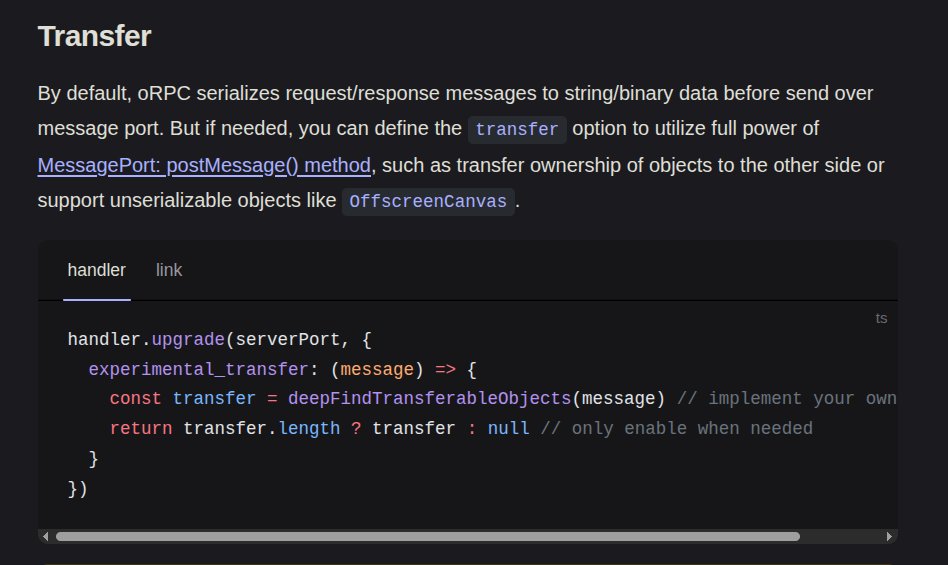 unnoq — oss/acc (@unnoqcom) on Twitter photo Coming soon: oRPC MessagePort adapter gains support for transferable object ownership ⚡ Coming soon: oRPC MessagePort adapter gains support for transferable object ownership ⚡