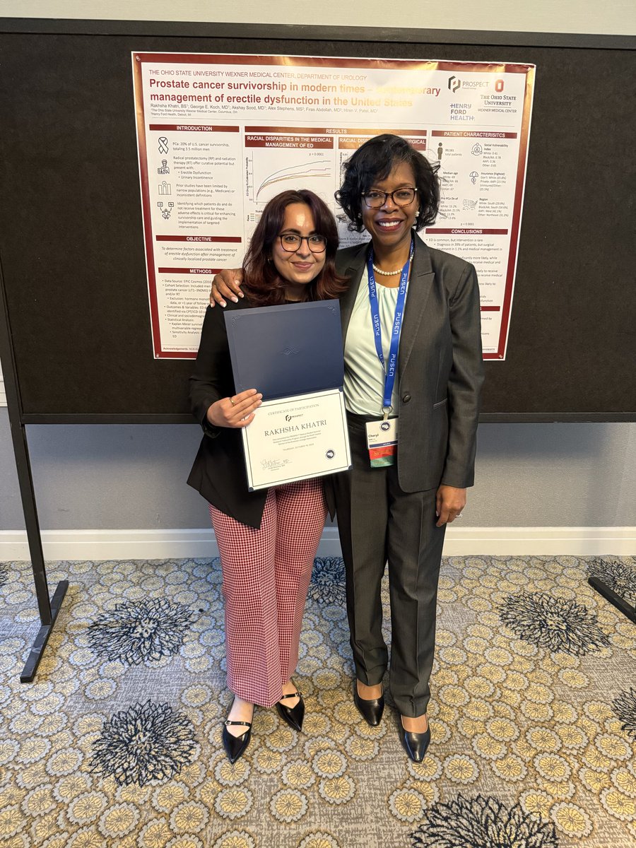 OSU_Urology's tweet image. Congratulations to this year’s NCS-AUA #PROSPECT cohort, and especially to Rakhsha Khatri, our student who presented her work with OSU Urology and Dr. Hiren Patel at #NCSAUA25 👏

Thank you as always to Dr. Linda McIntire and Dr. Hadley Wood for their leadership! 

#NCSAUA25