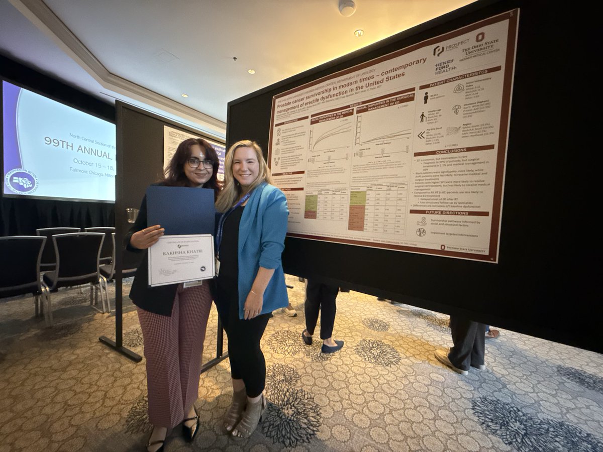 OSU_Urology's tweet image. Congratulations to this year’s NCS-AUA #PROSPECT cohort, and especially to Rakhsha Khatri, our student who presented her work with OSU Urology and Dr. Hiren Patel at #NCSAUA25 👏

Thank you as always to Dr. Linda McIntire and Dr. Hadley Wood for their leadership! 

#NCSAUA25