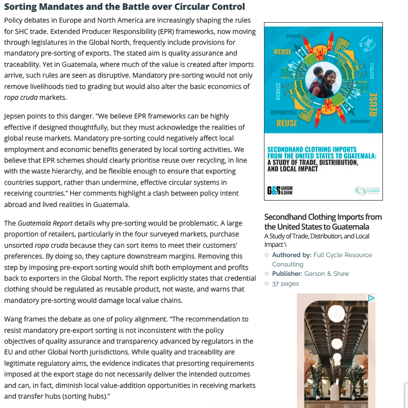GarsonAndShaw's tweet image. ♻️ Secondhand ≠ Waste!
Proud to see our Garson &amp;amp; Shaw report featured in this @TexFash  story — showing how reuse fuels circular fashion worldwide. 🌎 

#CircularFashion #SecondhandClothing #ReuseBeforeRecycle #GarsonAndShaw #SustainableFashion