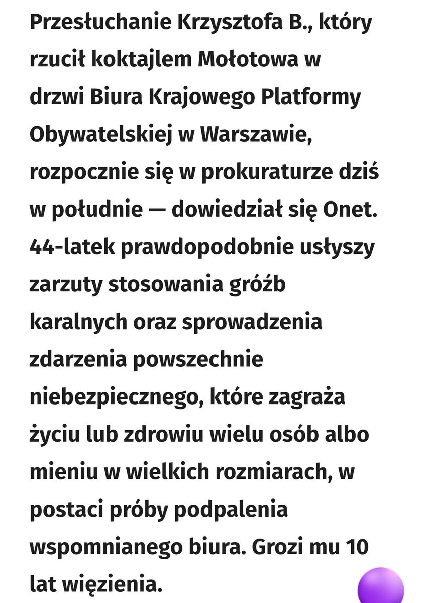 10 lat za rzucenie butelką... Ktoś chyba pracuje nad tym, żeby podejrzany zeznał, że zainspirował go do tego <a href="/RBakiewicz/">Robert Bąkiewicz</a>.