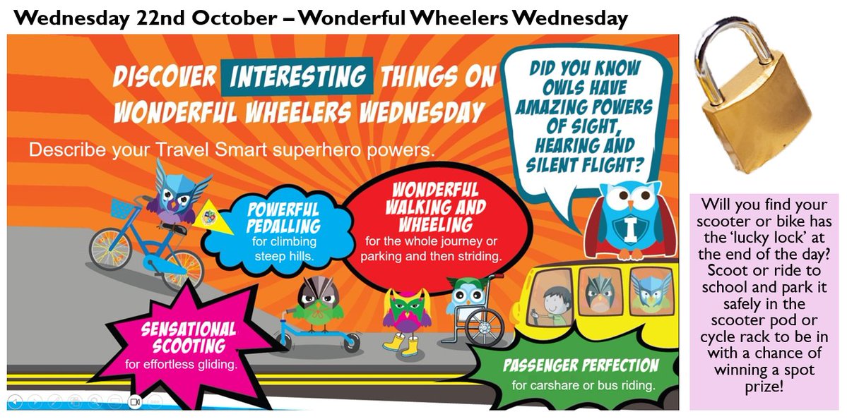 William Gilbert (@wges2022) on Twitter photo Use your superhero powers to travel smart. Sensational scooting, wonderful walking and wheeling or powerful pedalling on your way to school. Look out for the return of the Lucky Lock! Will you find it on your bike or scooter to win a prize? <a href="/TeamModeshift/">Team Modeshift</a> <a href="/Be_Travel_Smart/">Travel Smart</a> Use your superhero powers to travel smart. Sensational scooting, wonderful walking and wheeling or powerful pedalling on your way to school. Look out for the return of the Lucky Lock! Will you find it on your bike or scooter to win a prize? <a href="/TeamModeshift/">Team Modeshift</a> <a href="/Be_Travel_Smart/">Travel Smart</a>