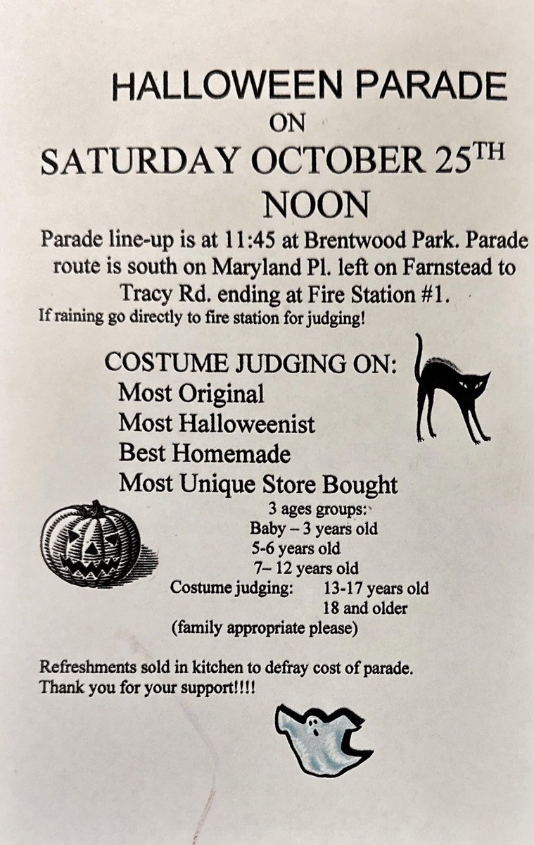 The NFD Ladies Auxillary will be hosting the Annual Halloween Parade this Saturday! #WeAreNorthwood