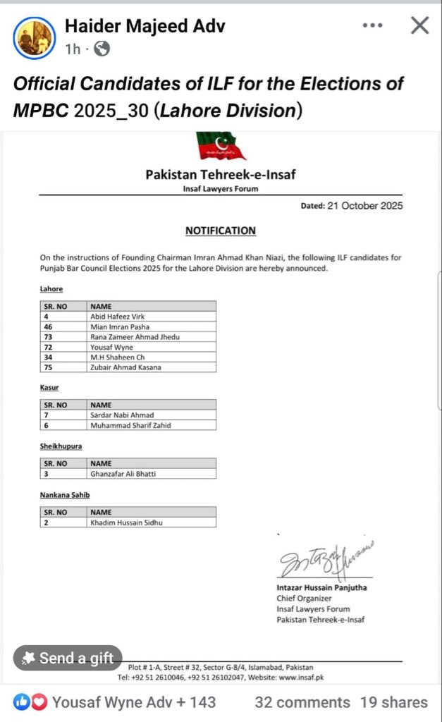 Now we all Insafians must full support for this list.