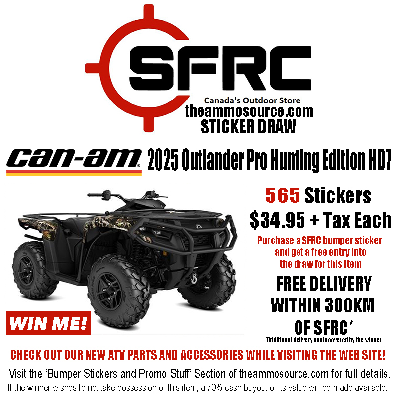 57 stickers remain in a draw for a brand new 2025 Cam Am Outlander Pro Hunting Edition HD7 ATV!
Visit the 'Bumper Stickers and Promo Stuff' section for more details: theammosource.com/bumper-sticker…
Save 25% on your sticker purchases by using the code 'STICKER' at checkout!