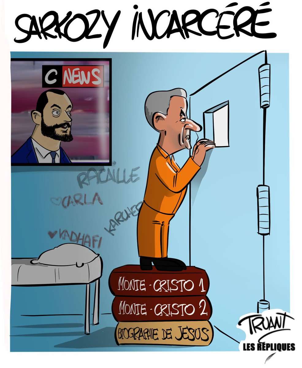 Nicolas Sarkozy incarcéré à la prison de la Santé 

Le dessin du jour par <a href="/CartoonsMrt/">Dessins de TRUANT</a> pour Les Répliques