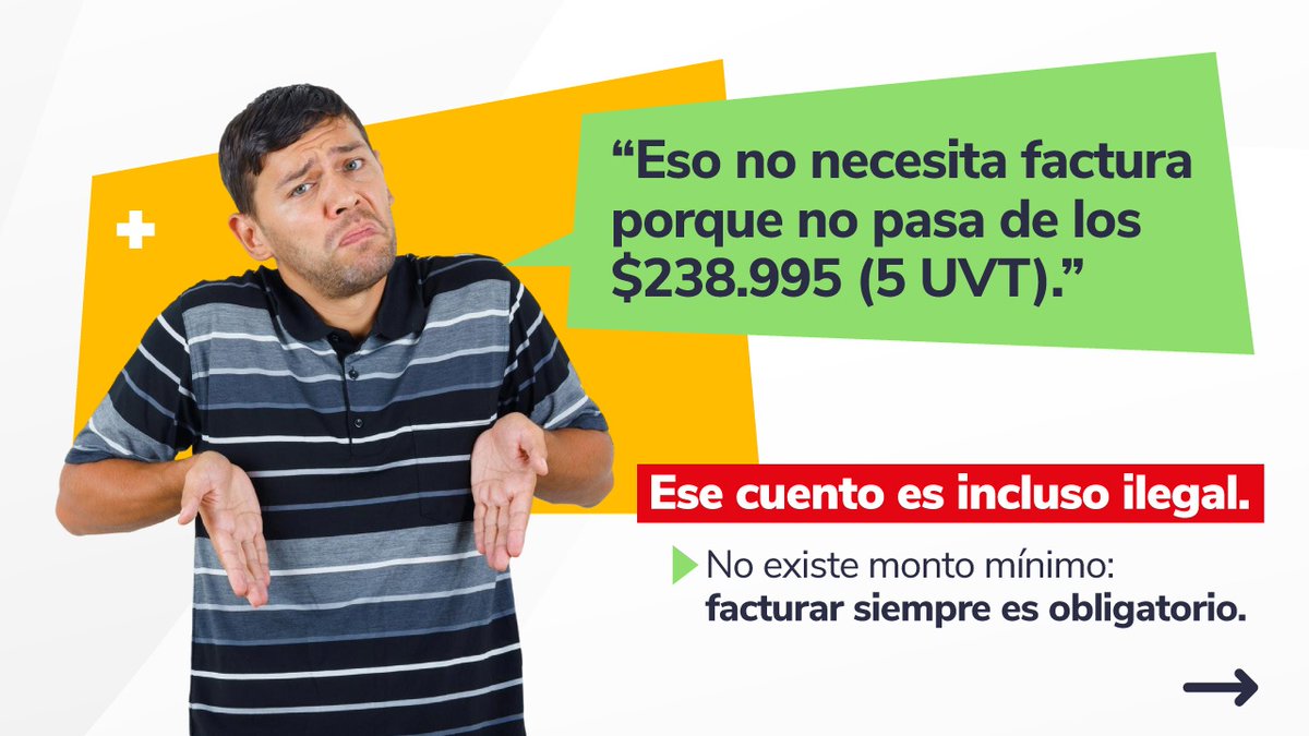 DIANColombia's tweet image. 👊 ¡Derribamos los mitos! Ahora sí puede decir con toda confianza en cada compra: #MejorConFacturaElectrónica ✅