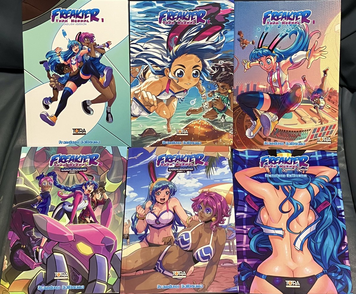 Kickstarterで支援入れてた漫画が届きました
Francisco Balbuena ほか “Freakier than normal” 1-2巻など

右上のだけ、先日イタリア旅行中に買ったイタリア語版です　出版社はイタリアの会社なので　

表紙イラストすき　上段真ん中、1巻特別カバー版の表紙イラストが特にすき