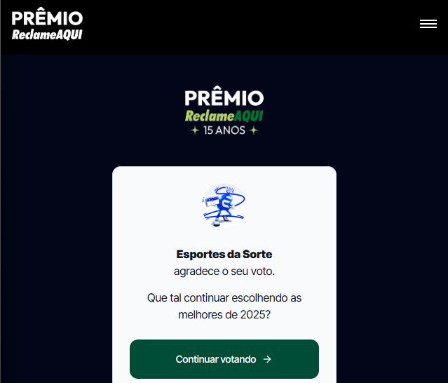 O Time do Povo caminha junto com quem tá sempre do nosso lado! 💪🖤

A @esportesdasorte é parceira fiel do Corinthians, e agora é hora da Fiel mostrar força fora de campo também! 🔥

Bora votar nela na categoria “Bets | Megaoperações” do prêmio Reclame Aqui 🗳️

Mostrar pra eles